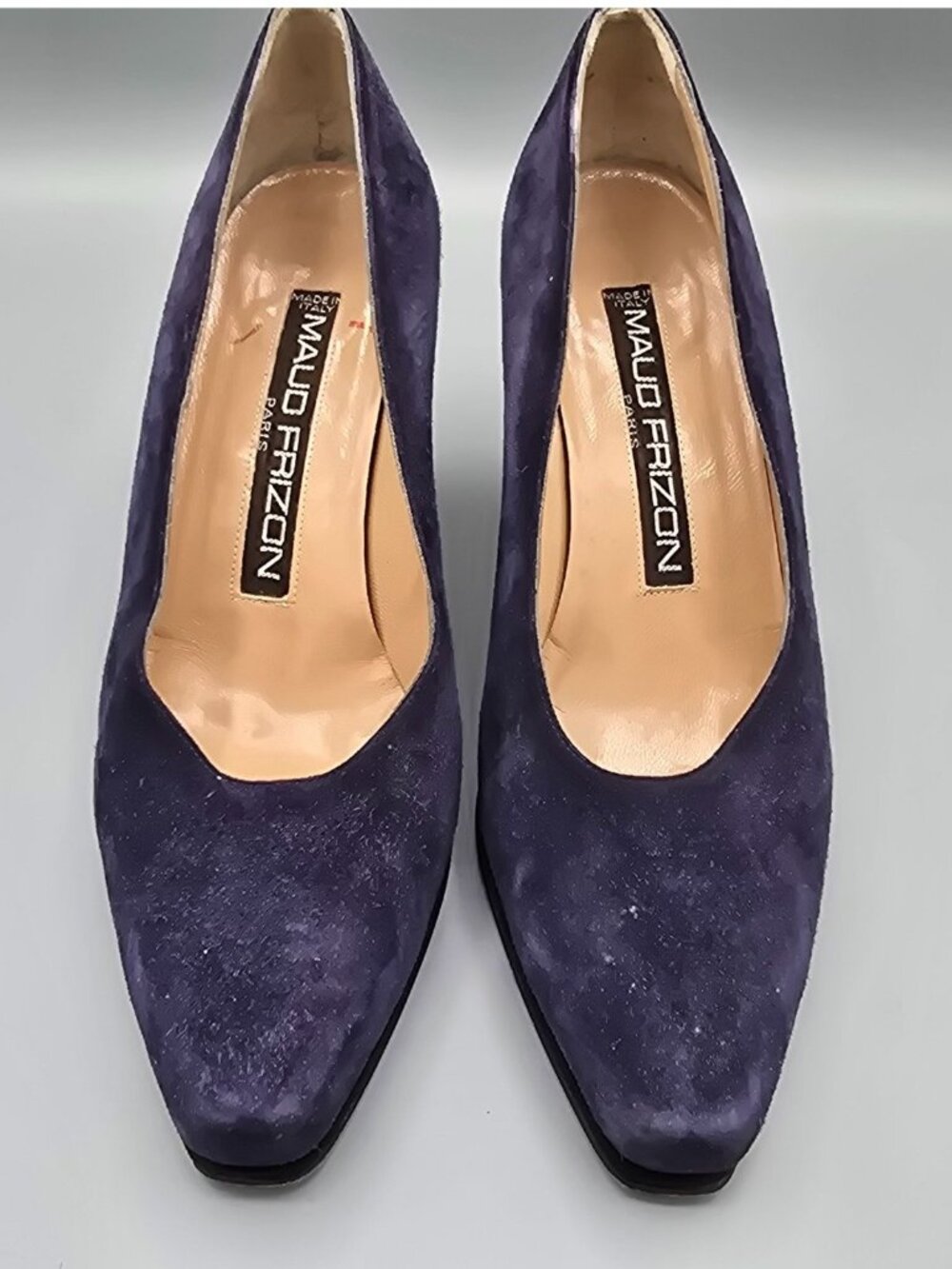 Vintage Early 1990s Maud Frizon Paris Dark Blue/Purple Suede Pumps (EU37/US6.5)